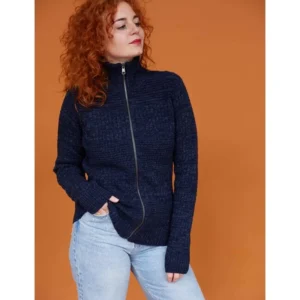 W Harlingen full zip navy mel.